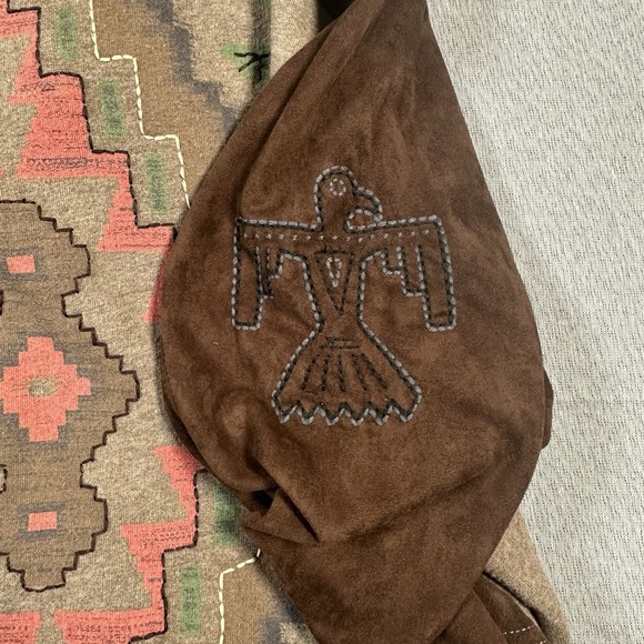 Double D Ranch Wear Jacket Womens 1X Brown Suede Southwestern Aztec Fringe - Picture 3 of 11